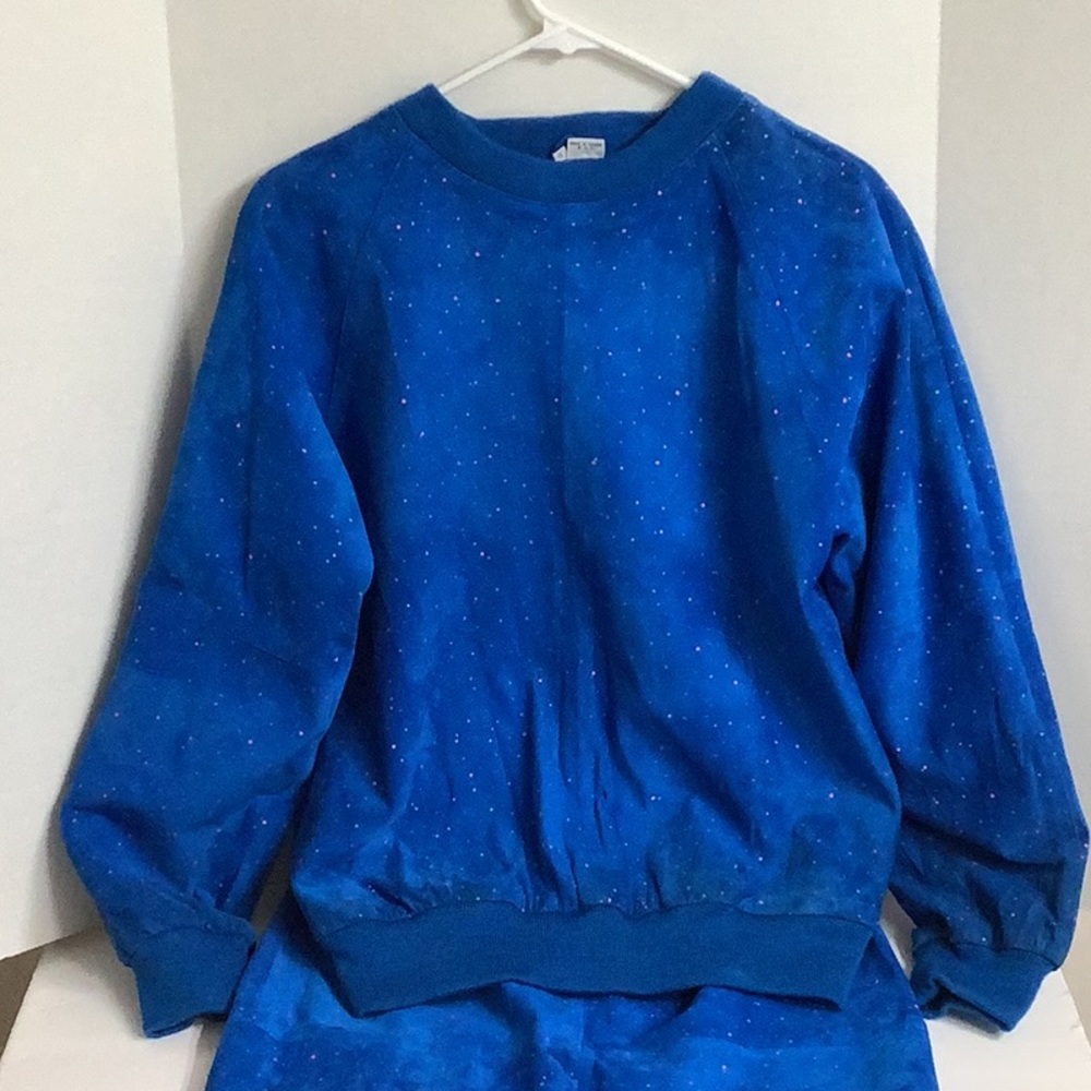 Vintage EJ Harper Royal Blue Two Piece Suede Skirt Set - Picture 1 of 9